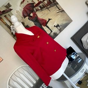CAbi Red 3/4 Sleeve Bow Beau Blazer Jacket